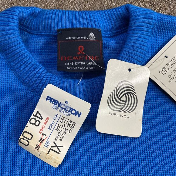 Vintage Demetre Pure Virgin Wool Mens Black Sweater Size XLarge NOS Made USA NWD - Picture 6 of 10